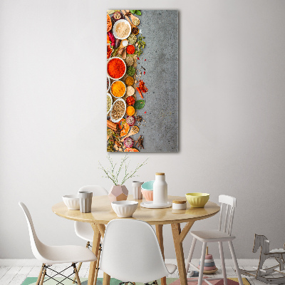 Cuadro decorativo en cristal con canto pulido vertical Especias de colores