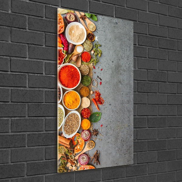 Cuadro decorativo en cristal con canto pulido vertical Especias de colores