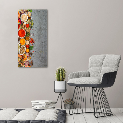 Cuadro decorativo en cristal con canto pulido vertical Especias de colores