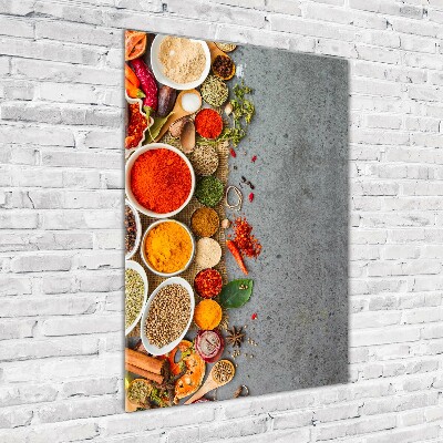 Cuadro decorativo en cristal con canto pulido vertical Especias de colores