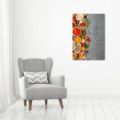 Cuadro decorativo en cristal con canto pulido vertical Especias de colores