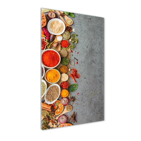 Cuadro decorativo en cristal con canto pulido vertical Especias de colores