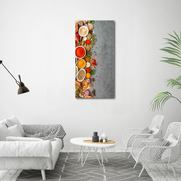 Cuadro decorativo en cristal con canto pulido vertical Especias de colores