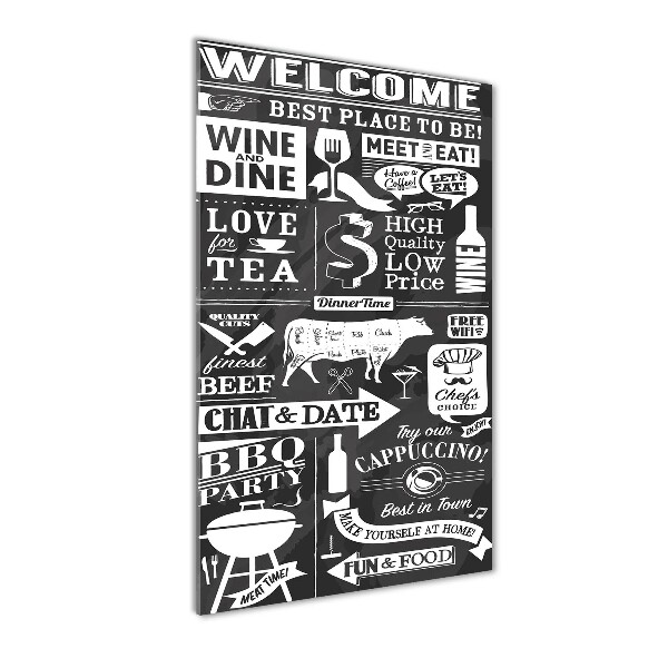 Cuadro de cristal moderno efecto brillo vertical Restaurante