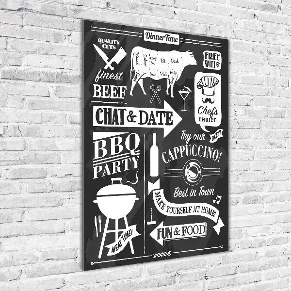 Cuadro de cristal moderno efecto brillo vertical Restaurante