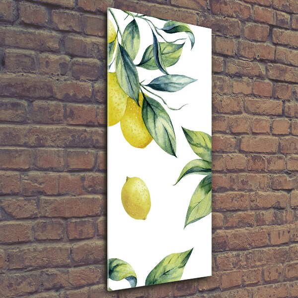 Cuadro decorativo en cristal con canto pulido vertical Limones