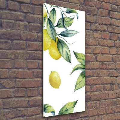 Cuadro decorativo en cristal con canto pulido vertical Limones