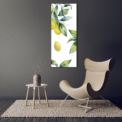 Cuadro decorativo en cristal con canto pulido vertical Limones