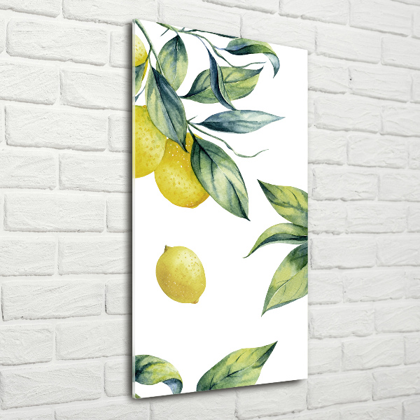 Cuadro decorativo en cristal con canto pulido vertical Limones