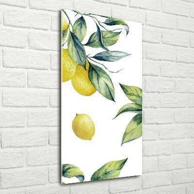 Cuadro decorativo en cristal con canto pulido vertical Limones