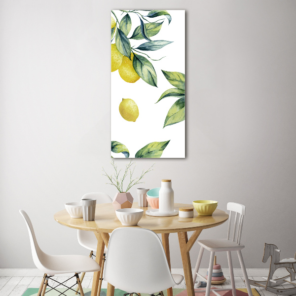Cuadro decorativo en cristal con canto pulido vertical Limones