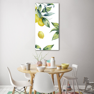 Cuadro decorativo en cristal con canto pulido vertical Limones