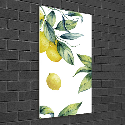 Cuadro decorativo en cristal con canto pulido vertical Limones