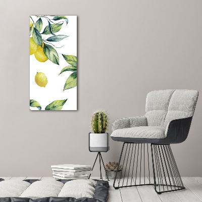 Cuadro decorativo en cristal con canto pulido vertical Limones