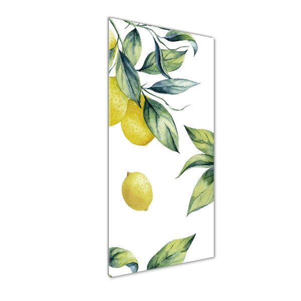 Cuadro decorativo en cristal con canto pulido vertical Limones