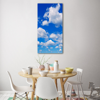 Cuadro decorativo en cristal con canto pulido vertical Nubes en el cielo