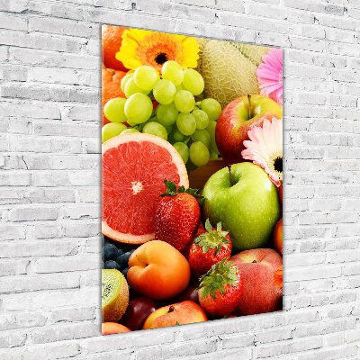 Cuadro de vidrio templado 4mm para pared vertical Frutas y flores