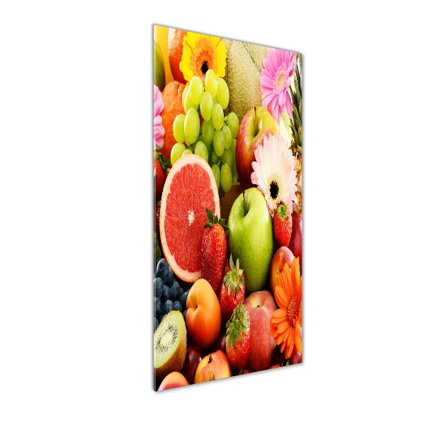 Cuadro de vidrio templado 4mm para pared vertical Frutas y flores