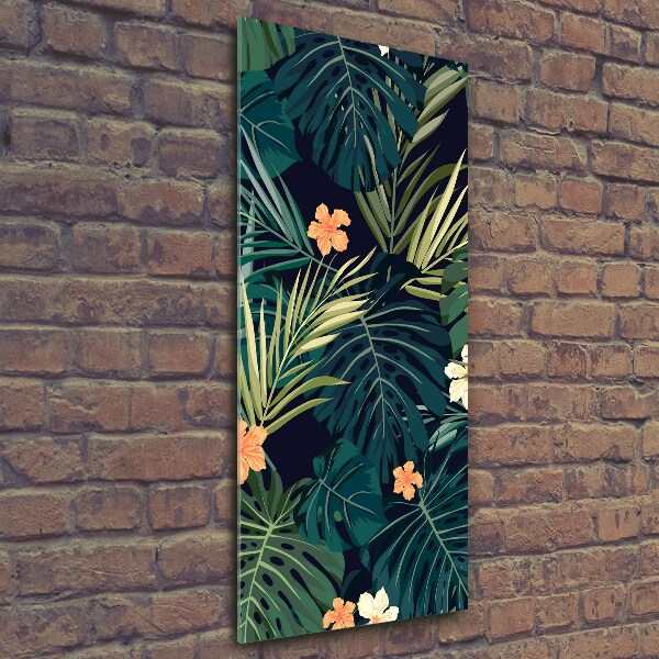 Fotocuadro de cristal elegante para hogar vertical flores hawaianas
