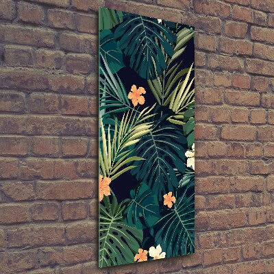 Fotocuadro de cristal elegante para hogar vertical flores hawaianas