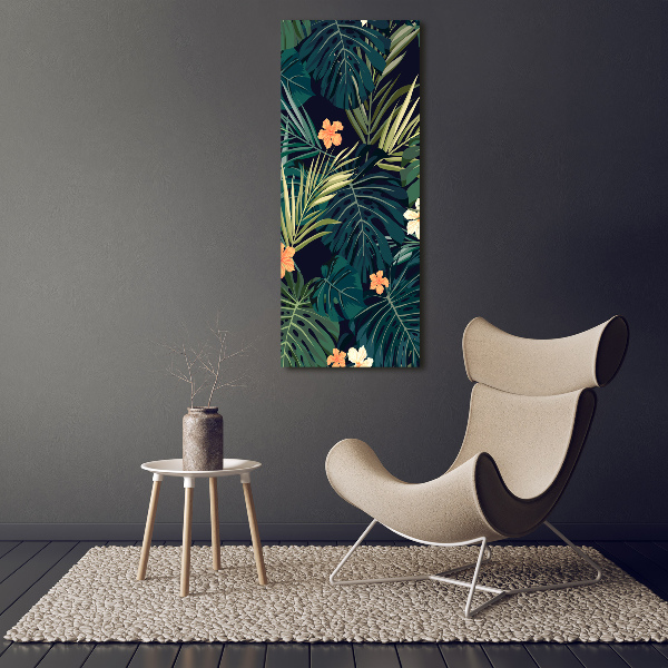 Fotocuadro de cristal elegante para hogar vertical flores hawaianas