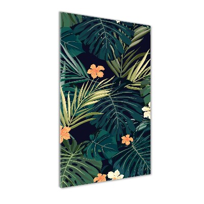 Fotocuadro de cristal elegante para hogar vertical flores hawaianas