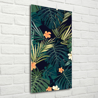 Fotocuadro de cristal elegante para hogar vertical flores hawaianas