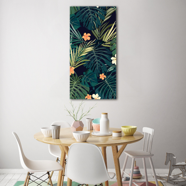 Fotocuadro de cristal elegante para hogar vertical flores hawaianas