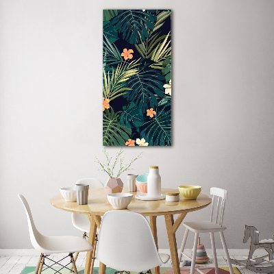 Fotocuadro de cristal elegante para hogar vertical flores hawaianas