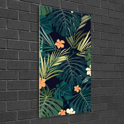 Fotocuadro de cristal elegante para hogar vertical flores hawaianas