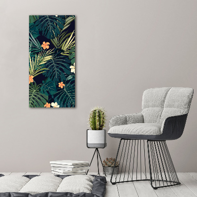 Fotocuadro de cristal elegante para hogar vertical flores hawaianas