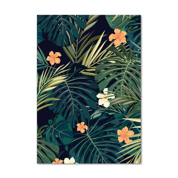 Fotocuadro de cristal elegante para hogar vertical flores hawaianas