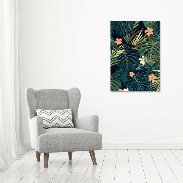 Fotocuadro de cristal elegante para hogar vertical flores hawaianas