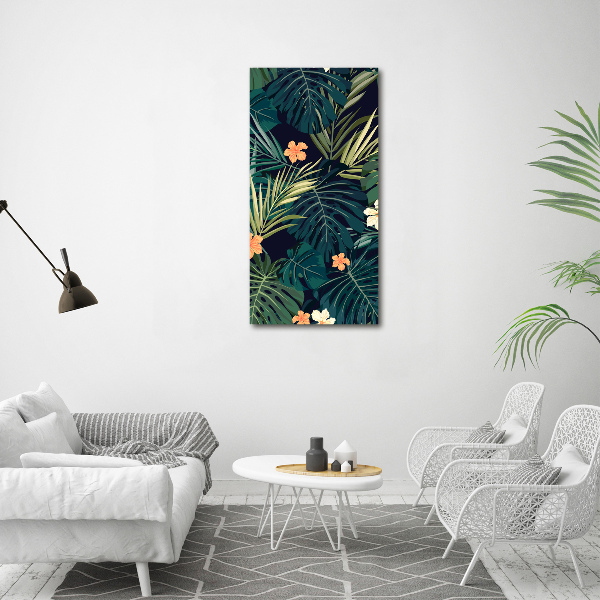 Fotocuadro de cristal elegante para hogar vertical flores hawaianas