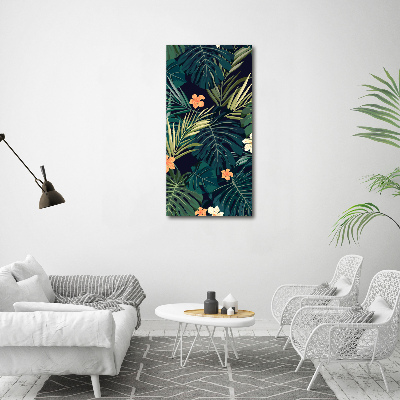Fotocuadro de cristal elegante para hogar vertical flores hawaianas