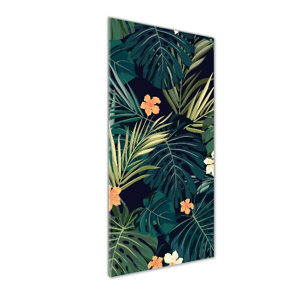 Fotocuadro de cristal elegante para hogar vertical flores hawaianas