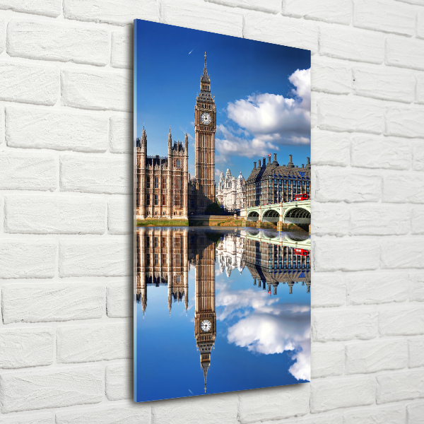 Cuadro de cristal moderno efecto brillo vertical Big Ben de Londres