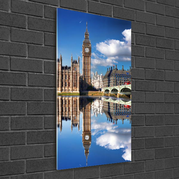 Cuadro de cristal moderno efecto brillo vertical Big Ben de Londres