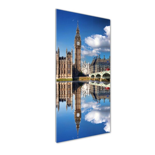 Cuadro de cristal moderno efecto brillo vertical Big Ben de Londres