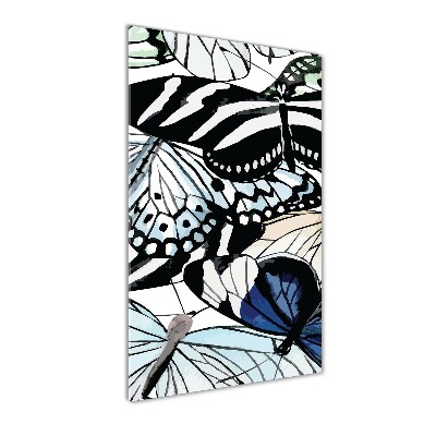 Cuadro decorativo en cristal con canto pulido vertical Mariposas
