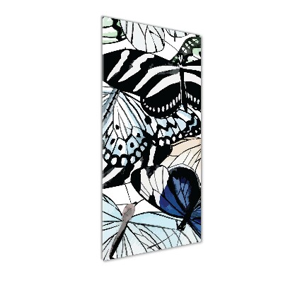 Cuadro decorativo en cristal con canto pulido vertical Mariposas