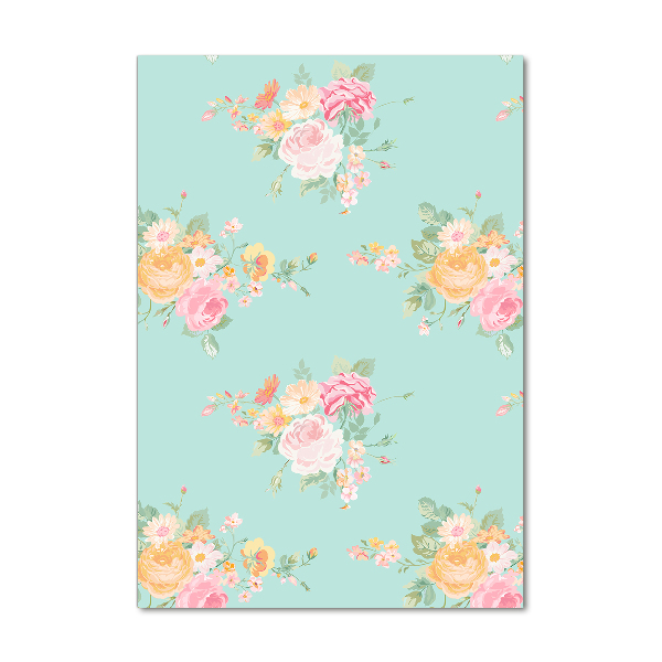 Cuadro decorativo en cristal con canto pulido vertical Flores