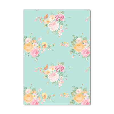 Cuadro decorativo en cristal con canto pulido vertical Flores