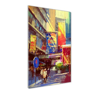 Cuadro de vidrio templado 4mm para pared vertical Ciudad colorida