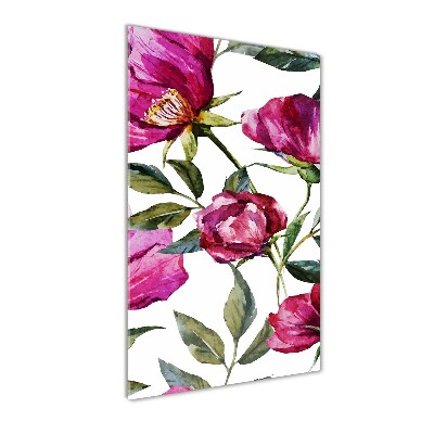 Cuadro de vidrio templado 4mm para pared vertical Amapolas