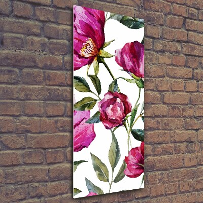Cuadro de vidrio templado 4mm para pared vertical Amapolas