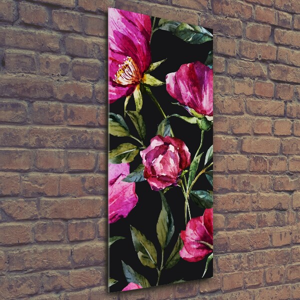 Fotocuadro de cristal elegante para hogar vertical Amapolas
