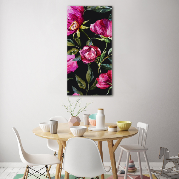 Fotocuadro de cristal elegante para hogar vertical Amapolas