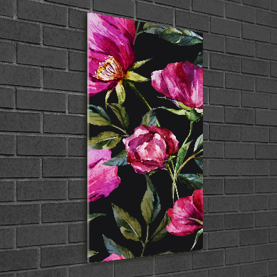Fotocuadro de cristal elegante para hogar vertical Amapolas
