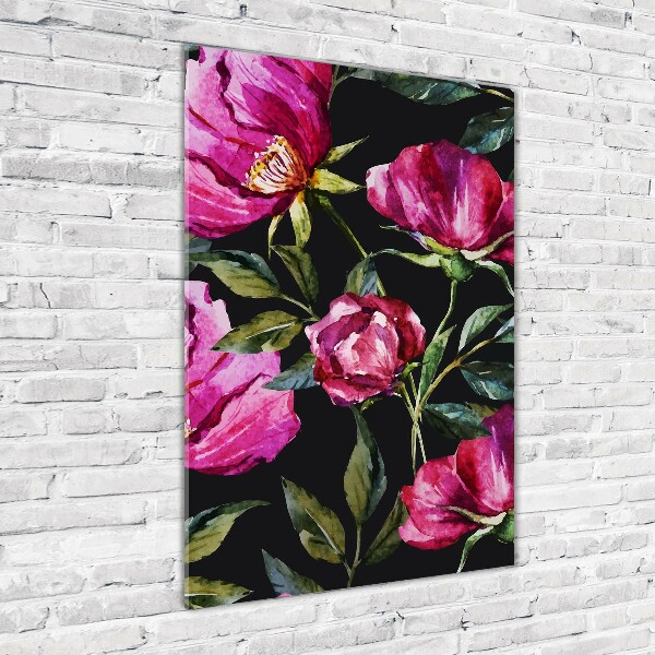 Fotocuadro de cristal elegante para hogar vertical Amapolas